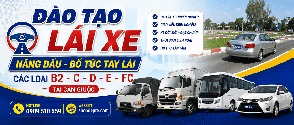 Đào tạo lái xe, Nâng dấu, Bổ túc tay lái các loại B2-C-D-E-FC tại Cần Giuộc
